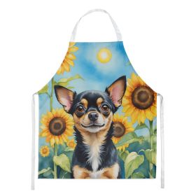 Chihuahua in Sunflowers Apron Cooking Kitchen Server Baking Crafts Gardening for Adult Women Men, Unisex, Large, Multicolor