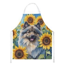 Keeshond in Sunflowers Apron Cooking Kitchen Server Baking Crafts Gardening for Adult Women Men, Unisex, Large, Multicolor