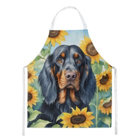 Gordon Setter in Sunflowers Apron Cooking Kitchen Server Baking Crafts Gardening for Adult Women Men, Unisex, Large, Multicolor