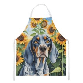 Bluetick Coonhound in Sunflowers Apron Cooking Kitchen Server Baking Crafts Gardening for Adult Women Men, Unisex, Large, Multicolor