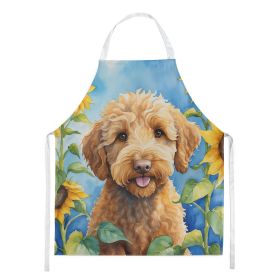 Labradoodle in Sunflowers Apron Cooking Kitchen Server Baking Crafts Gardening for Adult Women Men, Unisex, Large, Multicolor