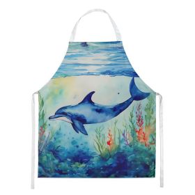 Dolphin Apron Cooking Kitchen Server Baking Crafts Gardening for Adult Women Men, Unisex, Large, Multicolor