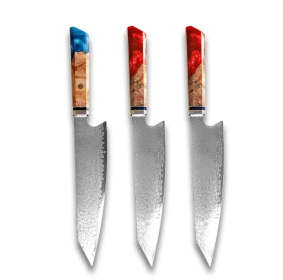 Chef's Knife For Japanese Cuisine In Damascus (Option: Blue Red Red-34.7cm)