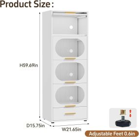 Kitchen storage cabinets, metal cutlery cabinets with flip doors, microwave racks with drawers and shelves, independent Barkers racks with dining (Color: White)