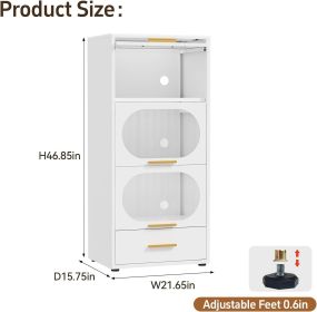 Kitchen storage cabinets with flip doors, display cabinets with flip doors, metal drawer storage cabinets for living rooms, bathrooms, kitchens (Color: White)