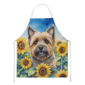 Cairn Terrier in Sunflowers Apron Cooking Kitchen Server Baking Crafts Gardening for Adult Women Men, Unisex, Large, Multicolor (Default: Default)