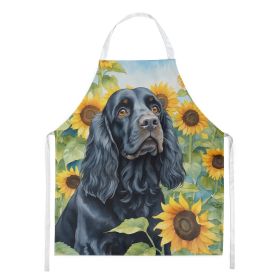 Cocker Spaniel in Sunflowers Apron Cooking Kitchen Server Baking Crafts Gardening for Adult Women Men, Unisex, Large, Multicolor (Default: Default)