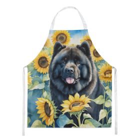 Chow Chow in Sunflowers Apron Cooking Kitchen Server Baking Crafts Gardening for Adult Women Men, Unisex, Large, Multicolor (Default: Default)