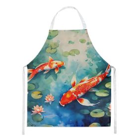 Koi Fish Apron Cooking Kitchen Server Baking Crafts Gardening for Adult Women Men, Unisex, Large, Multicolor (Default: Default)
