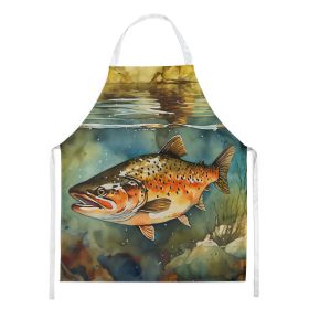 Brown Trout Apron Cooking Kitchen Server Baking Crafts Gardening for Adult Women Men, Unisex, Large, Multicolor (Default: Default)