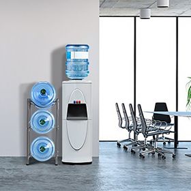 3 Tier Water Jug Rack Detachable 5 Gallon Water Bottle Storage Stand Heavy Duty Organizer Shelf for Home Office Kitchen Garage Space Saving Metal (Color: silver)